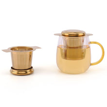Load image into Gallery viewer, Silver &amp; Yellow Gold Mesh Tea Infuser- Basket W/ Lid
