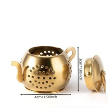 Load image into Gallery viewer, Golden Teapot Shaped Tea Infuser, Tea Drain, Tea strainer
