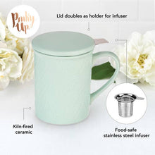 Load image into Gallery viewer, Annette™ 3D Ceramic Mug w/ Tea Infuser - Souk Mint
