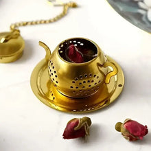 Load image into Gallery viewer, Golden Teapot Shaped Tea Infuser, Tea Drain, Tea strainer
