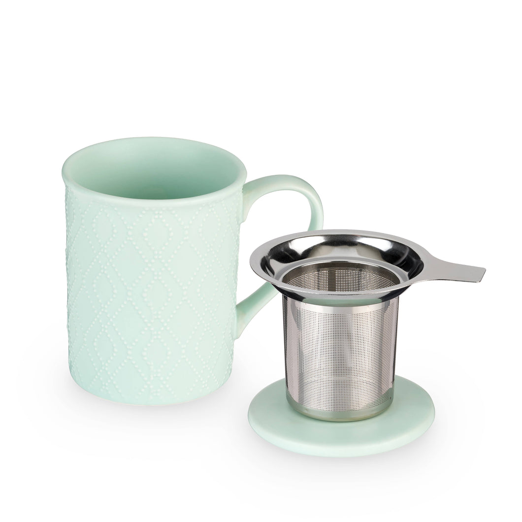 Annette™ 3D Ceramic Mug w/ Tea Infuser - Souk Mint